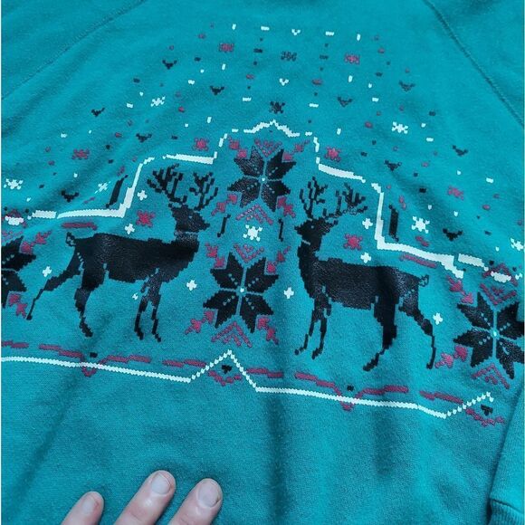 🔥VTG 90's Reindeer Holiday Print Sweatshirt🔥 - Picture 2 of 4